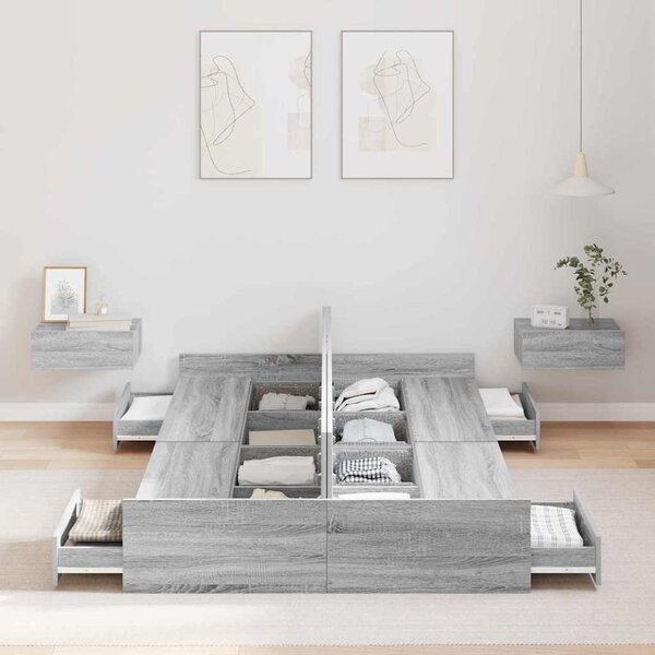 Rám postele s úložným prostorem s čelo Šedá Sonoma 120 x 190 cm 3335330