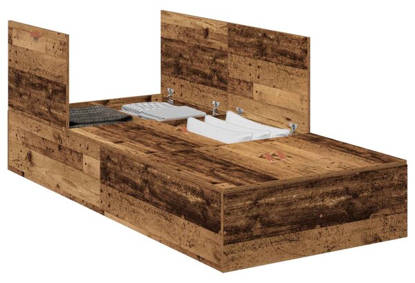 Rám postele s úložným prostorem Staré dřevo 100 x 200 cm 3335355