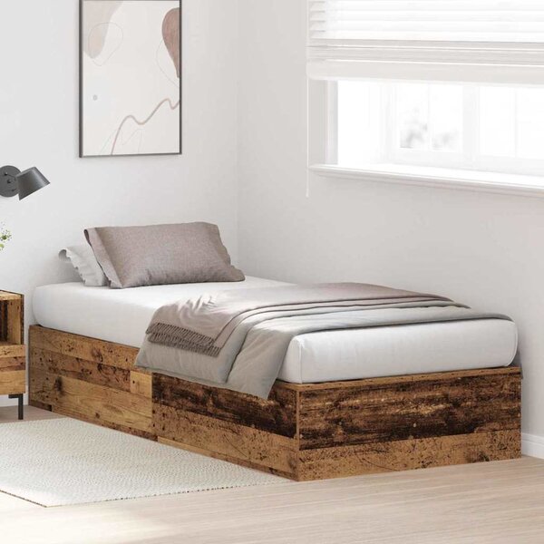 Rám postele s úložným prostorem Staré dřevo 100 x 200 cm 3335355
