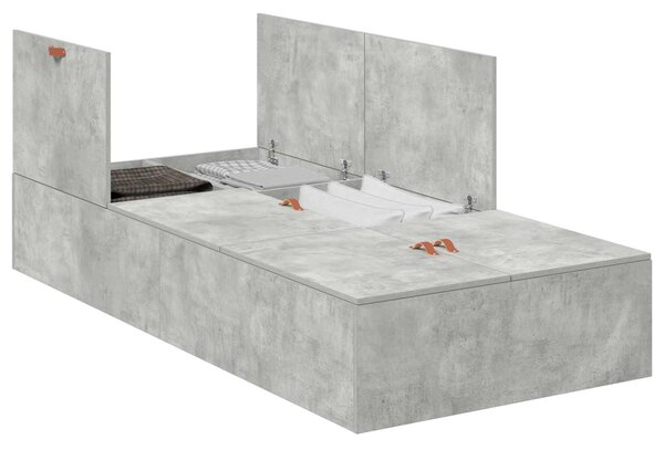 Rám postele s úložným prostorem Betonově šedá 80 x 200 cm 3335336