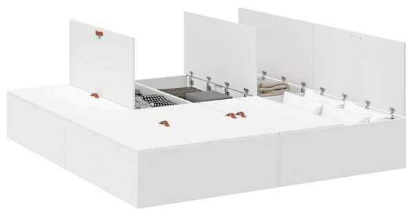 Rám postele s úložným prostorem s úložištěm Bílá 200 x 200 cm 3335357