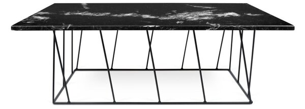 Černý mramorový konferenční stolek s černými nohami TemaHome Helix, 75 x 120 cm
