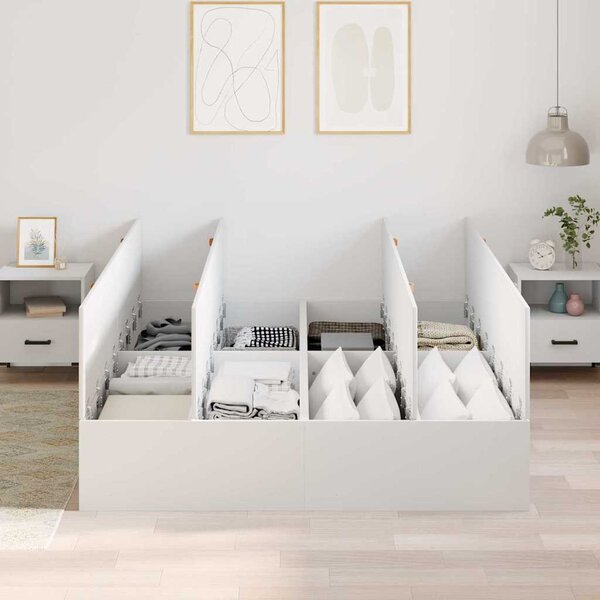 Rám postele s úložným prostorem s úložištěm Bílá 150 x 200 cm 3335381