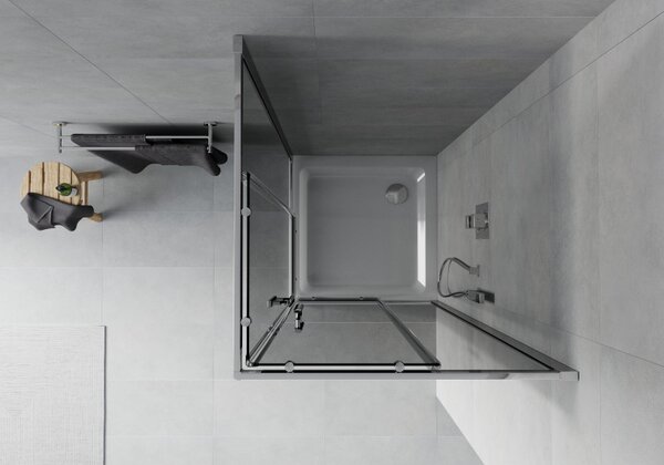 Mexen Rio čtvercový sprchový kout 70 x 70 cm, šedé sklo-chromový profil+ sprchová vanička, 860-070-070-01-40-4010