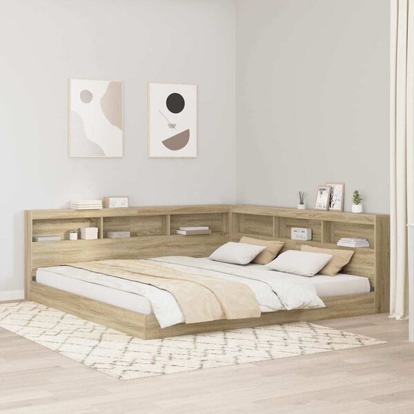 VidaXL Knihovna postel 180 x 200 cm Kompozitní dřevo [3335746] Barva: Bílá