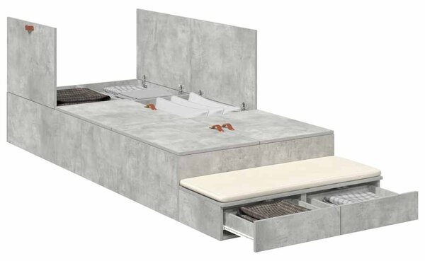 Rám postele s úložným prostorem se zásuvkou Betonově šedá 80 cm 3335600