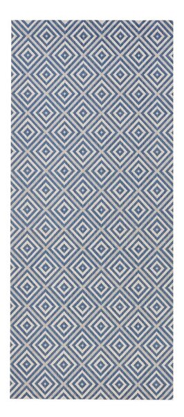 Modrý venkovní koberec NORTHRUGS Karo, 80 x 200 cm