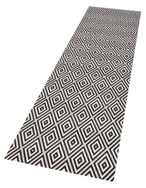 Černo-bílý venkovní koberec NORTHRUGS Karo, 80 x 200 cm
