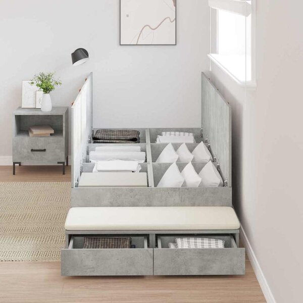 Rám postele s úložným prostorem se zásuvkou Betonově šedá 80 cm 3335600