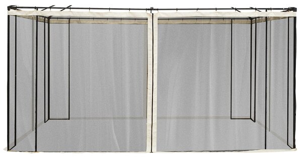 Outsunny 4 boční panely 3,5x2 m pro zahradní altán s mřížkou a zipem, černé | Aosom