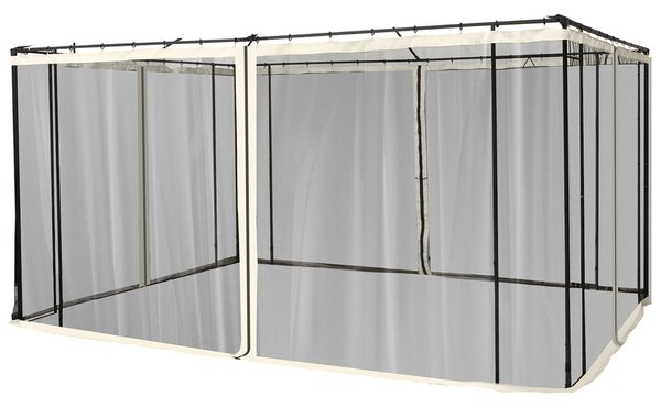 Outsunny 4 boční panely 3,5x2 m pro zahradní altán s mřížkou a zipem, černé | Aosom