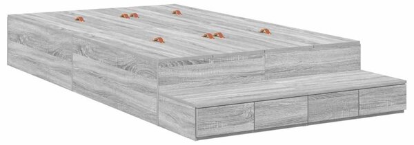 Rám postele s úložným prostorem se zásuvkou Šedá Sonoma 120 cm 3335634