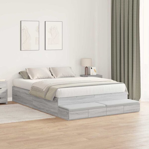 Rám postele s úložným prostorem se zásuvkou Šedá Sonoma 140 cm 3335642