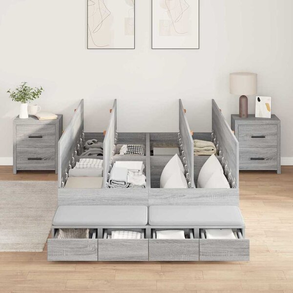 Rám postele s úložným prostorem se zásuvkou Šedá Sonoma 120 cm 3335634