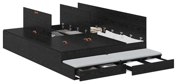 Rám postele s úložným prostorem se zásuvkou Černý dub 140 cm 3335638