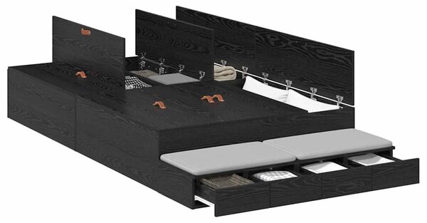 Rám postele s úložným prostorem se zásuvkou Černý dub 120 cm 3335630