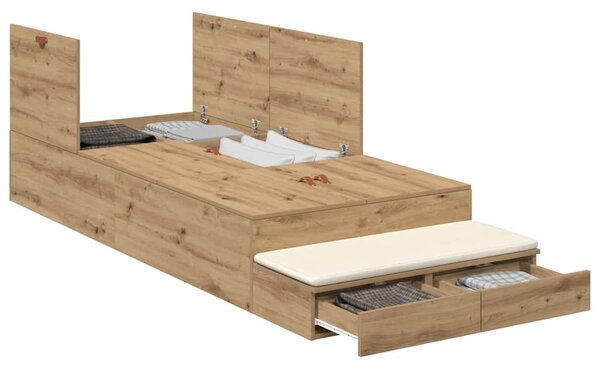 Rám postele s úložným prostorem se dveřmi Artisanový dub 100 cm 3335620