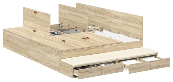 Rám postele s úložným prostorem se zásuvkou Sonoma dub 150 cm 3335647