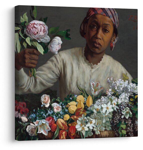Obraz - Frédéric Bazille, Young Woman with Peonies, reprodukce (30x30 cm)