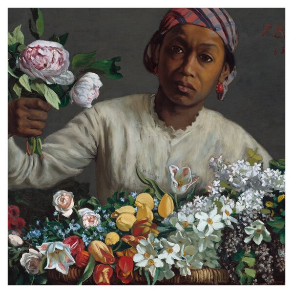 Obraz - Frédéric Bazille, Young Woman with Peonies, reprodukce (30x30 cm)