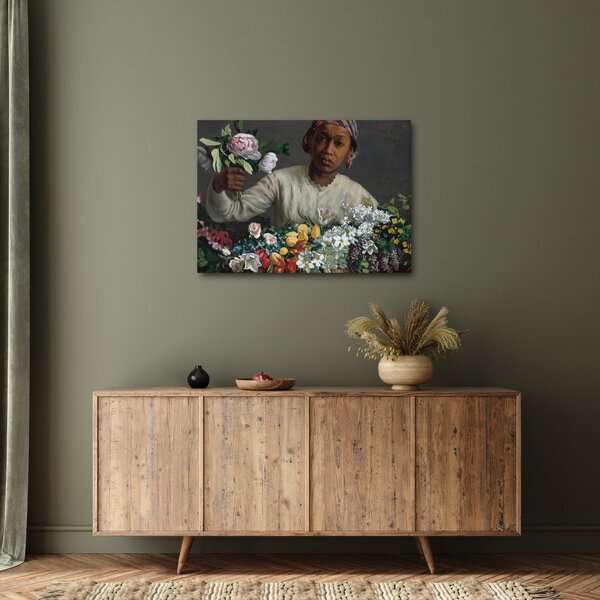 Obraz - Frédéric Bazille, Young Woman with Peonies, reprodukce (70x50 cm)