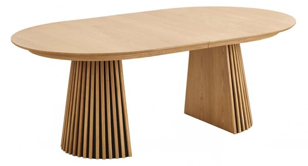Jídelní rozkládací stůl Osaka natural, kulatý, dubová dýha, Ø120-200-250-300×75 cm – House Nordic