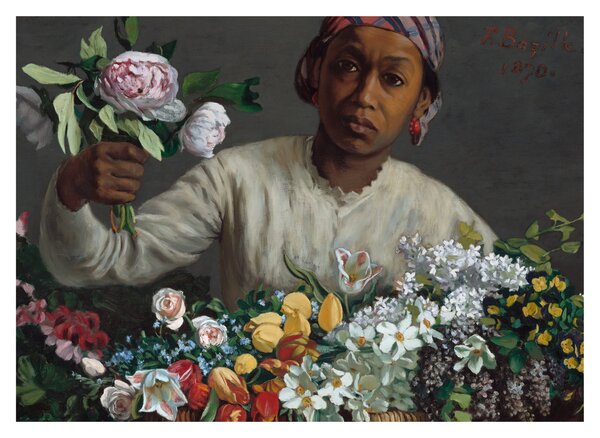 Obraz - Frédéric Bazille, Young Woman with Peonies, reprodukce (70x50 cm)