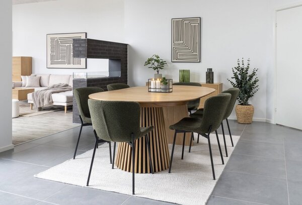 Jídelní rozkládací stůl Osaka natural, kulatý, dubová dýha, Ø120-200-250-300×75 cm – House Nordic