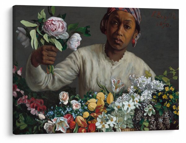 Obraz - Frédéric Bazille, Young Woman with Peonies, reprodukce (70x50 cm)
