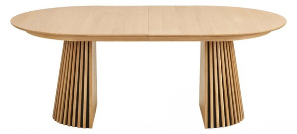 Jídelní rozkládací stůl Osaka natural, kulatý, dubová dýha, Ø120-200-250-300×75 cm – House Nordic