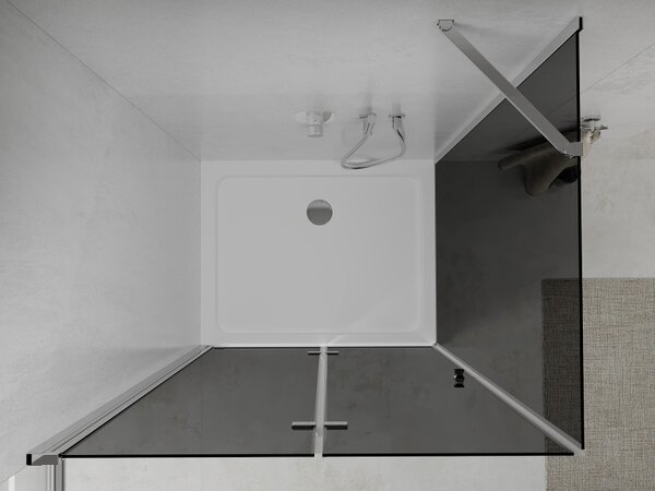 Mexen Lima, sprchový kout se skládacími dveřmi 100 (dveře) x 70 (stěna) cm, 6mm šedé sklo, chromový profil + slim sprchová vanička bílá + chromový si…