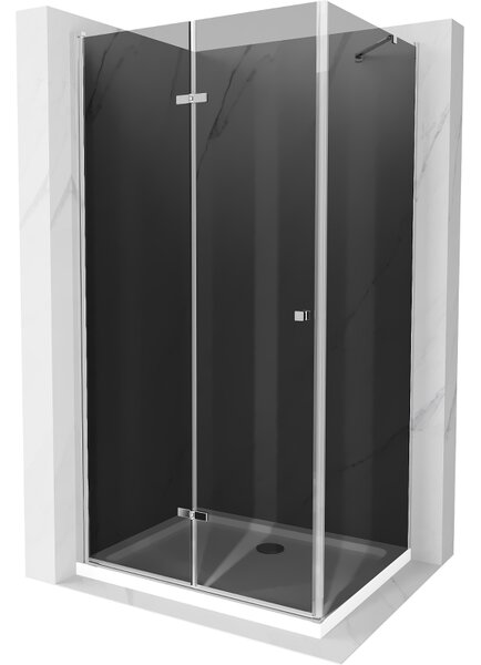 Mexen Lima, sprchový kout se skládacími dveřmi 100 (dveře) x 70 (stěna) cm, 6mm šedé sklo, chromový profil + slim sprchová vanička bílá + chromový si…