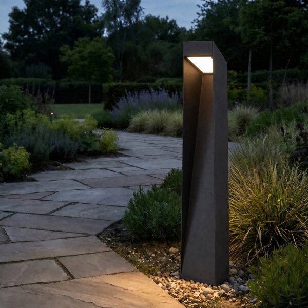 Lucande LED osvětlení cesty Louran, výška 90 cm, černé, svítí nahoru i dolů, Černá, Hliník, Moderní