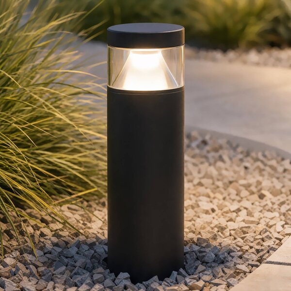 Lucande LED osvětlení cesty Cylo, černé, výška 50 cm, IP65, Černá, Hliník, Design