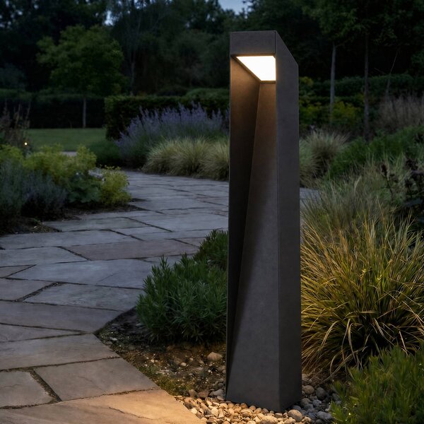 Lucande LED osvětlení cesty Louran, výška 90 cm, černé, svítí nahoru i dolů, Černá, Hliník, Moderní