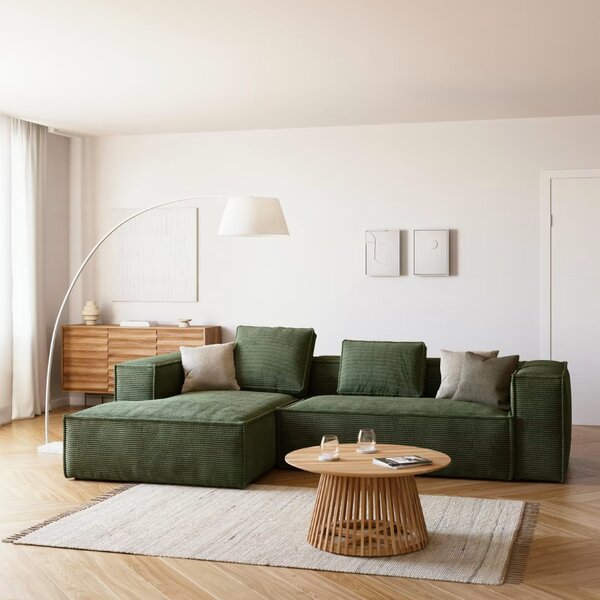 Zelený manšestrový polštář Kave Home Blok 60 x 60 cm