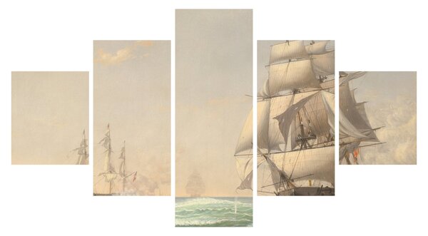 Obraz - Fitz Henry Lane, The United States Frigate President Engaging the British Squadron, reprodukce (125x70 cm)