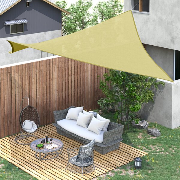Outsunny Obdélníková Sluneční Plachta 4x6m pro Terasu, Zahradu, Kempování, UV Ochrana, Voděodolný Polyester, Písečná Barva | Aosom