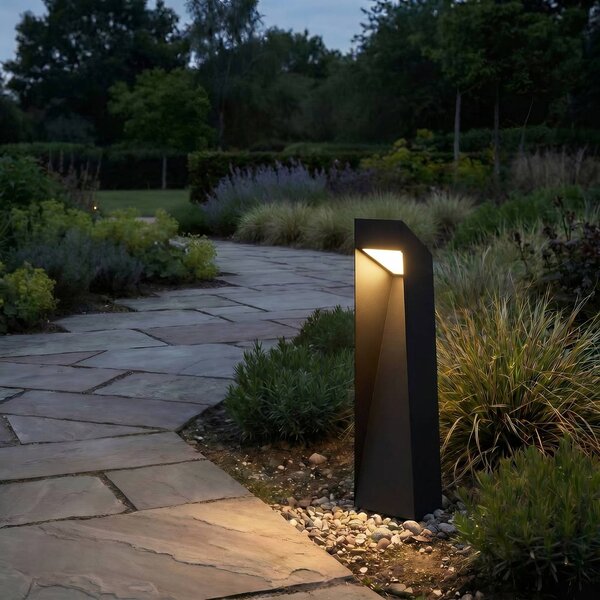 Lucande LED podlahová lampa Louran, 55 cm, černá, světlo nahoru/dolů, Černá, Hliník, Moderní