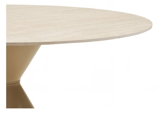 Jídelní stůl Annecy, kulatý, travertinový dekor, sand keramika, ø120×76 cm – House Nordic