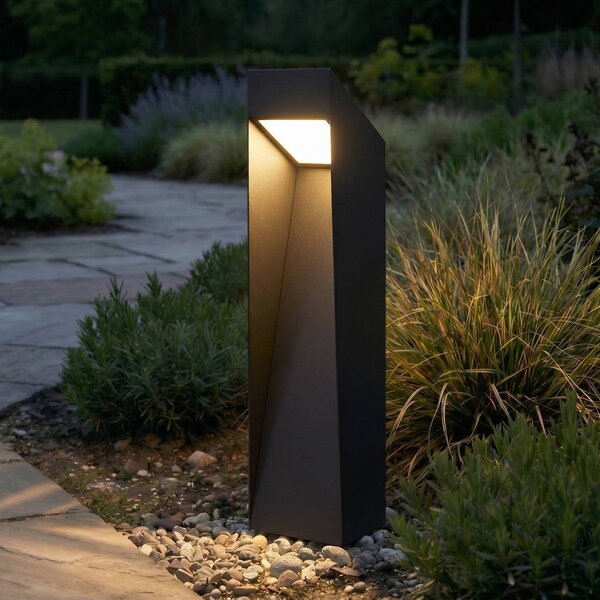 Lucande LED podlahová lampa Louran, 55 cm, černá, světlo nahoru/dolů, Černá, Hliník, Moderní