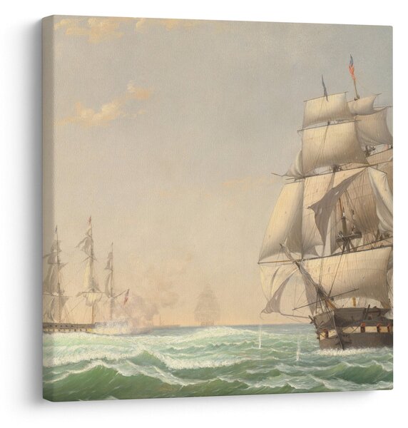 Obraz - Fitz Henry Lane, The United States Frigate President Engaging the British Squadron, reprodukce (30x30 cm)