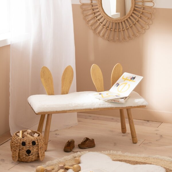 Dřevěná dětská lavice J-line Bunny 90 cm