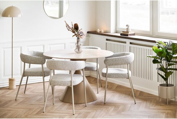 Jídelní stůl Annecy, kulatý, travertinový dekor, sand keramika, ø120×76 cm – House Nordic