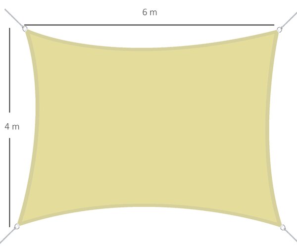 Outsunny Obdélníková Sluneční Plachta 4x6m pro Terasu, Zahradu, Kempování, UV Ochrana, Voděodolný Polyester, Písečná Barva | Aosom