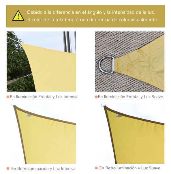 Outsunny Obdélníková Sluneční Plachta 4x6m pro Terasu, Zahradu, Kempování, UV Ochrana, Voděodolný Polyester, Písečná Barva | Aosom