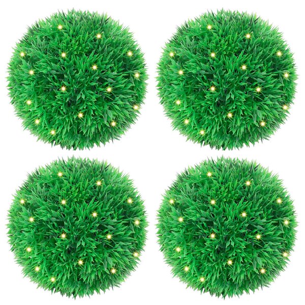 Umělé buxus koule s LED světly 4 ks zelené 12 cm 3335904