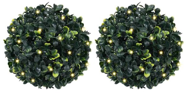 Umělé buxus koule s LED světly 2 ks zelené 22 cm 3335895