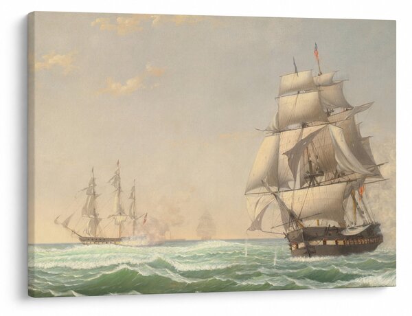 Obraz - Fitz Henry Lane, The United States Frigate President Engaging the British Squadron, reprodukce (70x50 cm)