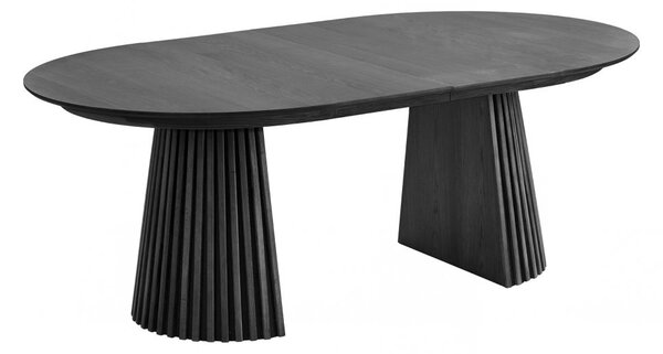 Jídelní rozkládací stůl Osaka, kulatý, dubová dýha, barva černá Ø120-200-250-300×75 cm – House Nordic